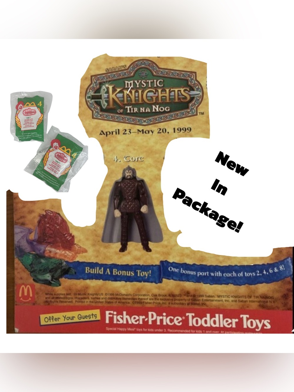 FINAL SALE! McDonald's 1999 Mystic Knights Torc Dragon Claws 2-Pack New Sealed